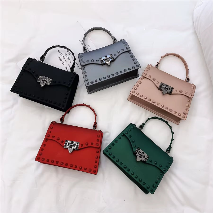 High Quality Women PVC Handbags Fashion Ladies Shoulder Bag Luxury Designer Crossbody Bags for Women Small Rivet Messenger Bags (022)