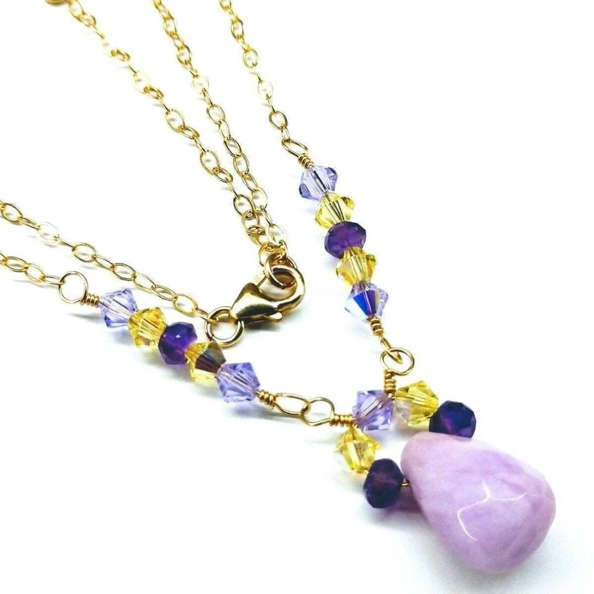  LavenderLuxe Jade Gold Drop Necklace 