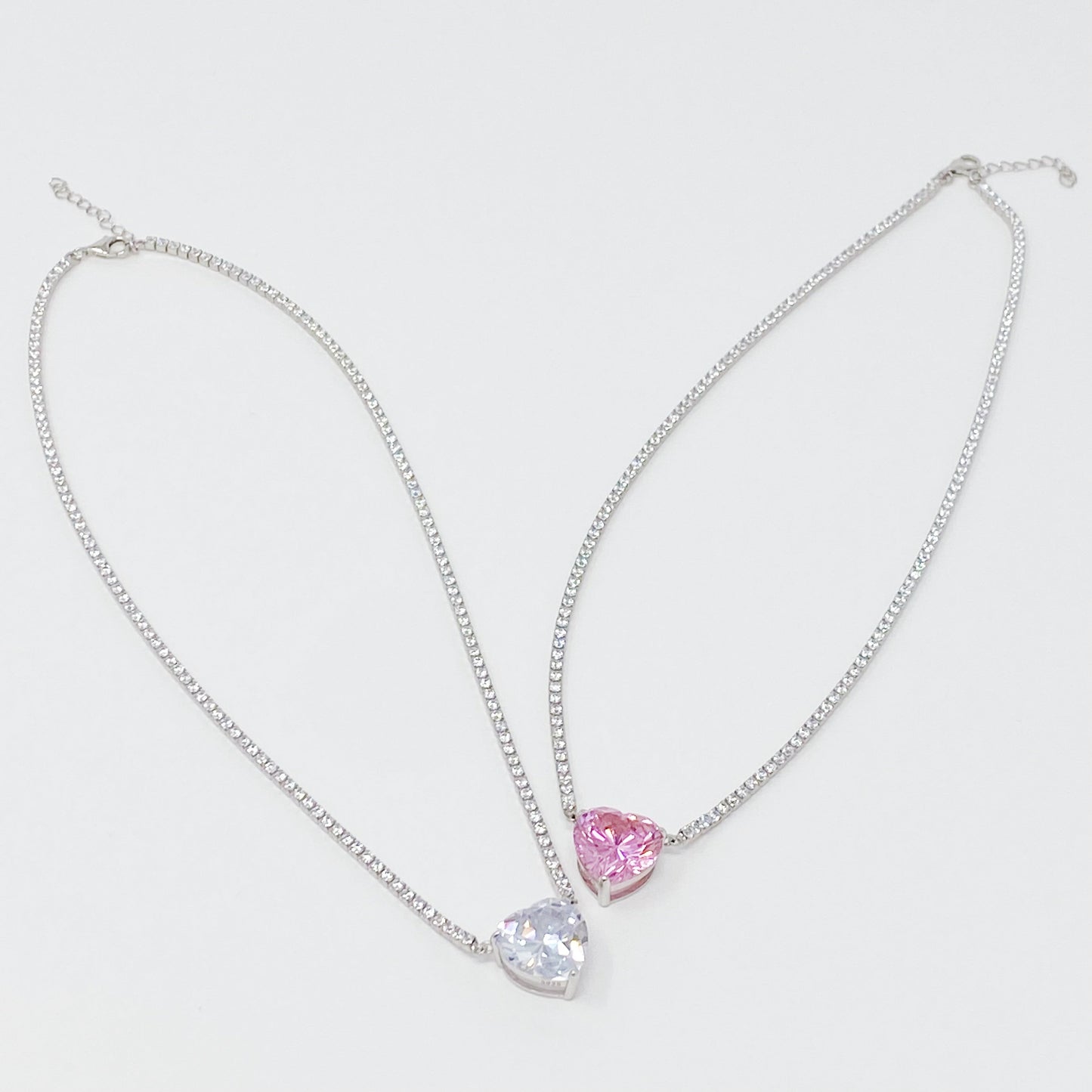 Firing Heart Sterling Silver Tennis Necklace