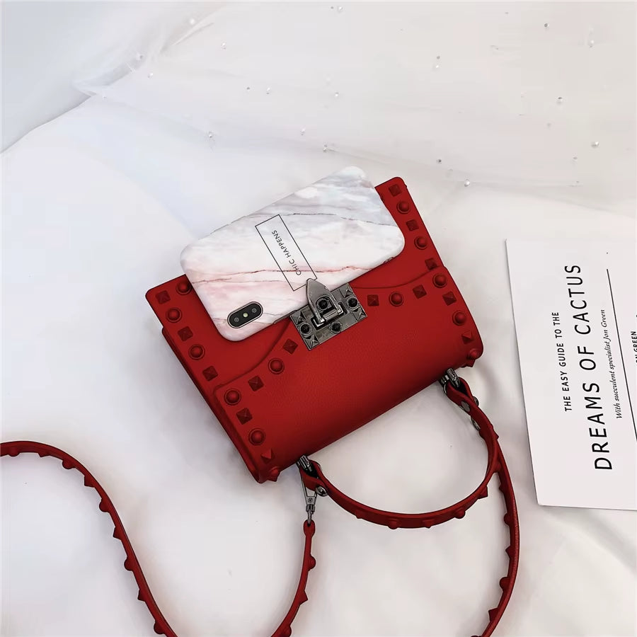 High Quality Women PVC Handbags Fashion Ladies Shoulder Bag Luxury Designer Crossbody Bags for Women Small Rivet Messenger Bags (022)