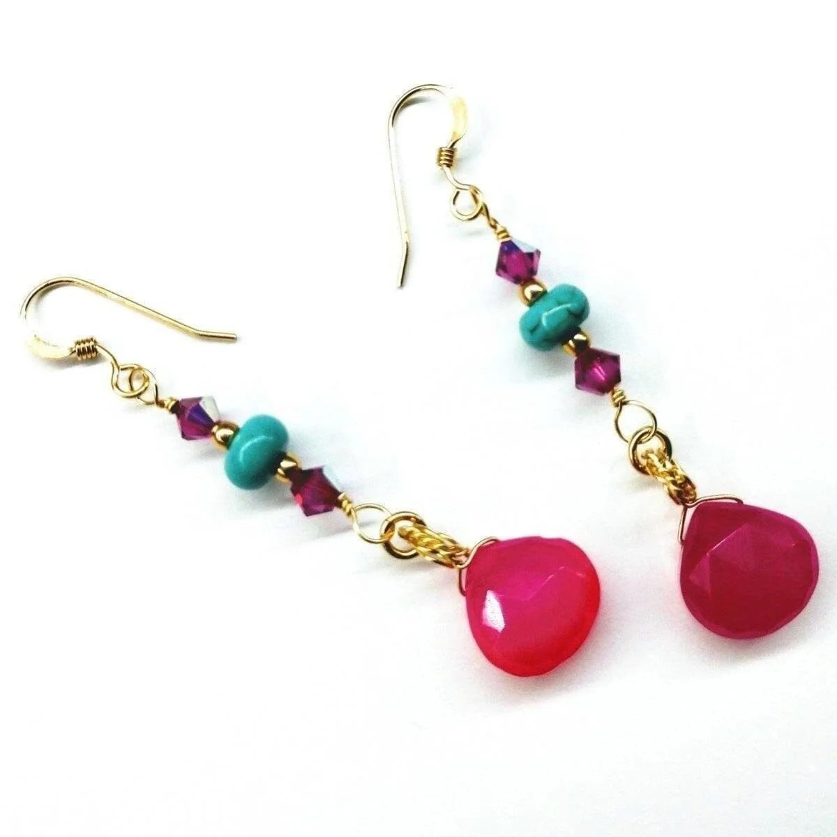 TurquoiseBlush Gold Gemstone Earrings