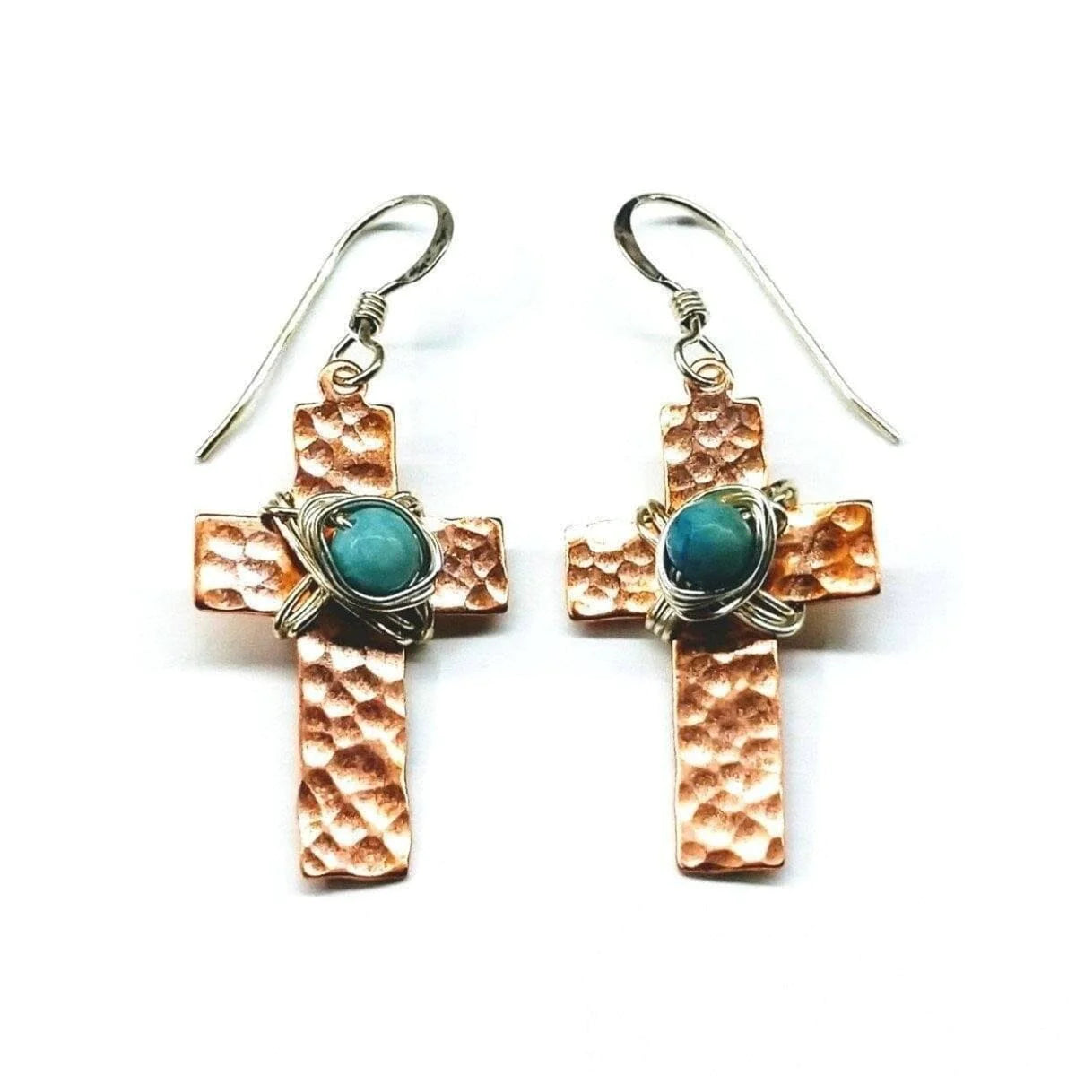 TurquoiseCross Copper Earrings 