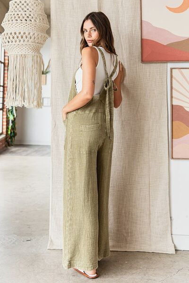 Mittoshop Textured Wide Leg Overalls