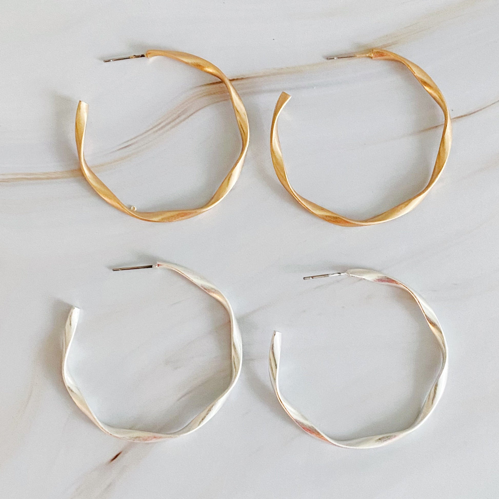 Gentle Wave Sleek Hoop Earrings