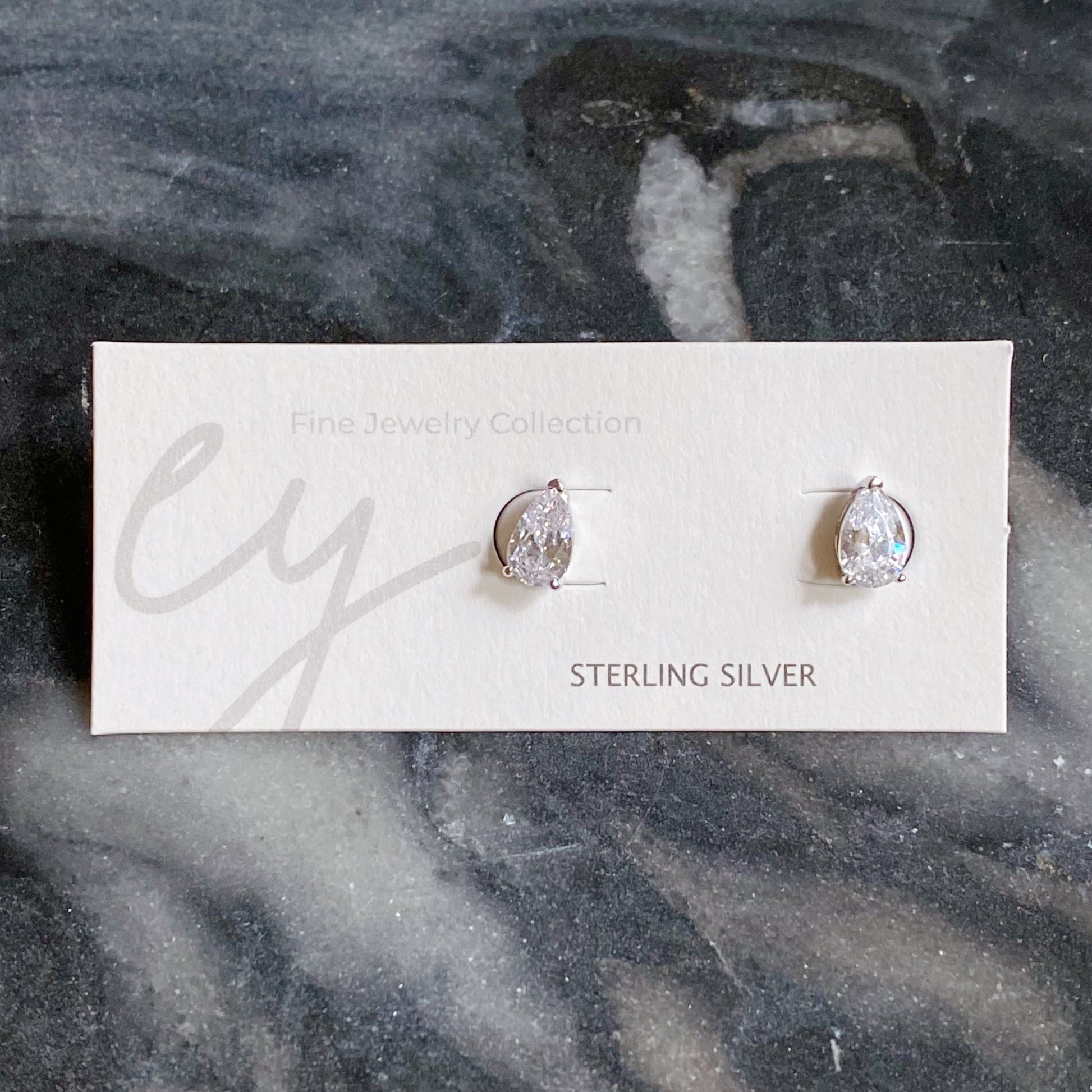 Teardrop Sterling Silver Stud Earrings