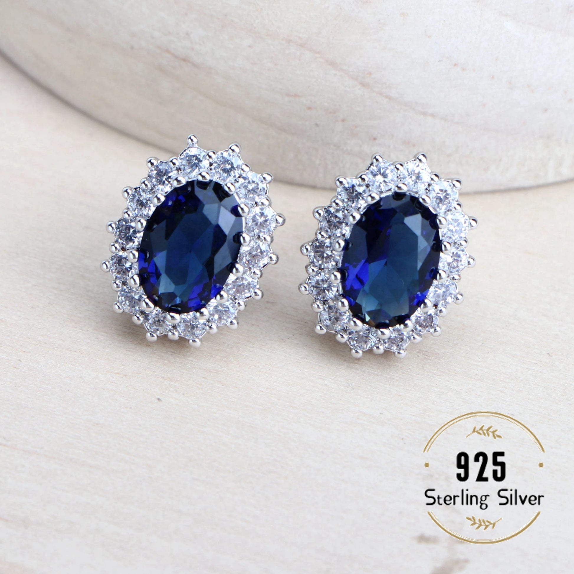 Silver 925 Women Bridal Jewelry Sets Blue Zirconia Costume Fine Jewellery Wedding Necklace Earrings Rings Bracelets Pendant Set (151)