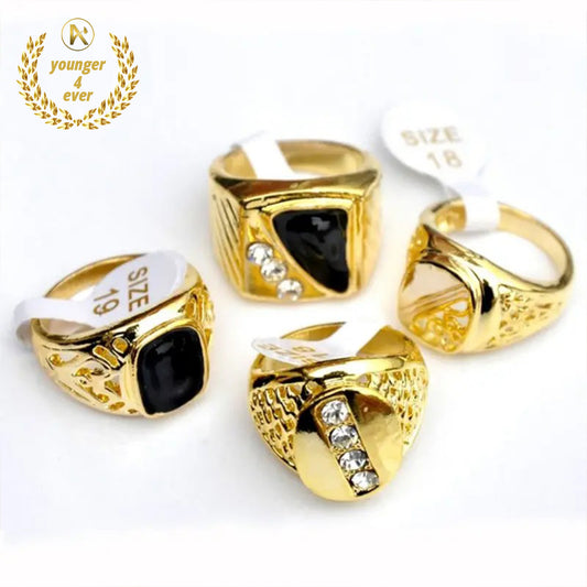 Fashionable Czech Rhinestone Enamel Golden Rings Set