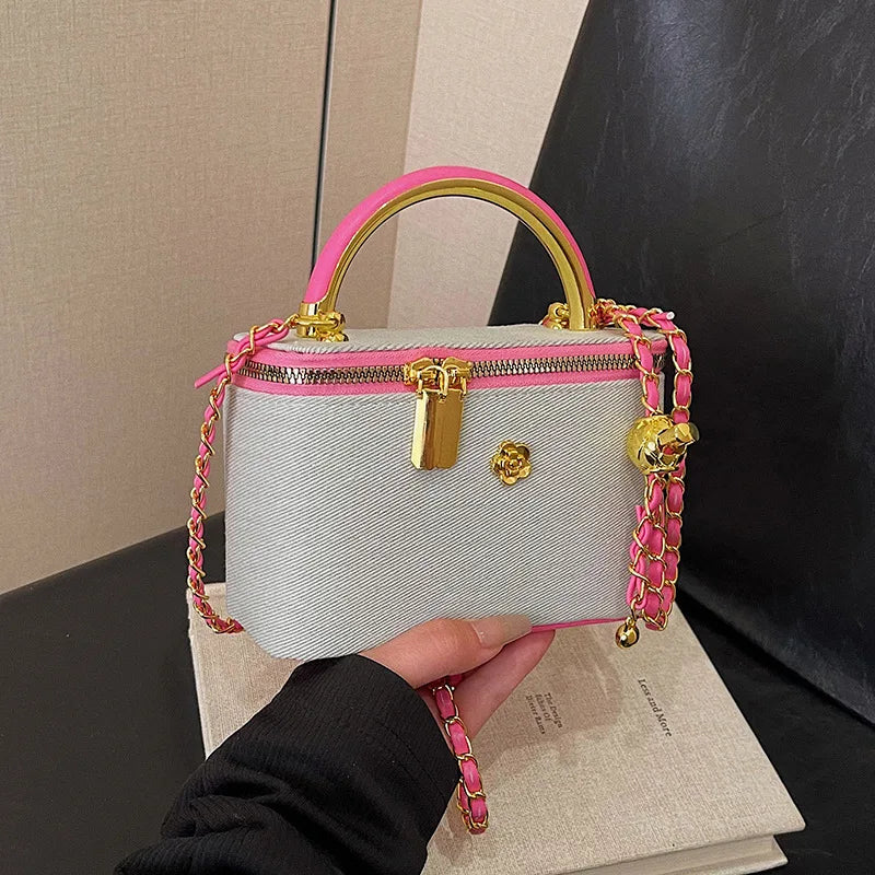 2025 Luxury Fashion Denim Women'S Small Square Bag Designer Ladies Chain Crossbody Bags Leisure British Style Handbags (029)