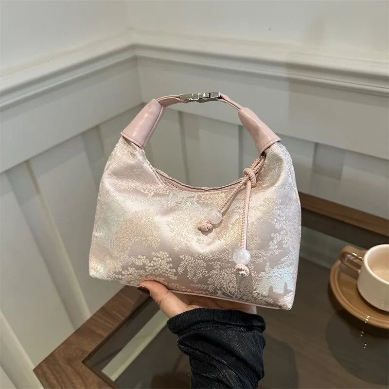 New Chinese Style Fine Embroidery Ladies Handbags 2025 Summer Fashion Shoulder Bag Crossbody Daily Party Tote Handbag for Women (066)