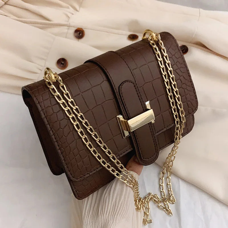 Luxury Stone Pattern Women Single Shoulder Crossbody Bags Fashion PU Leather Chains Handbags Messenger Bag Small Square Bag (042)