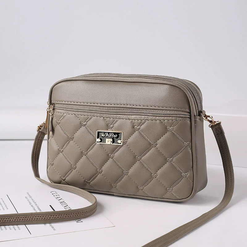 2025 Women'S One Shoulder Small Square Handbag New Cross Border Foreign Trade Lingge PU Crossbody Versatile Small Messenger Bag (028)