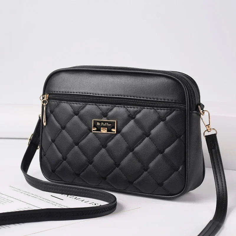 2025 Women'S One Shoulder Small Square Handbag New Cross Border Foreign Trade Lingge PU Crossbody Versatile Small Messenger Bag (028)