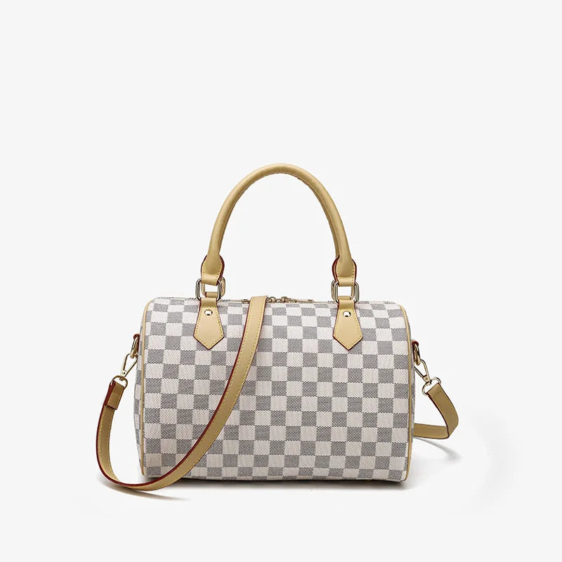 2025 New Boston Bag, Large-Capacity Women'S Bag, High-End Water-Repellent Handbag, Fashionable Plaid Pillow Bag, Versatile Casual Bag, Single Shoulder Crossbody Bag (031)