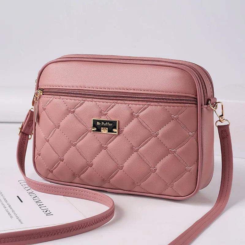 2025 Women'S One Shoulder Small Square Handbag New Cross Border Foreign Trade Lingge PU Crossbody Versatile Small Messenger Bag (028)