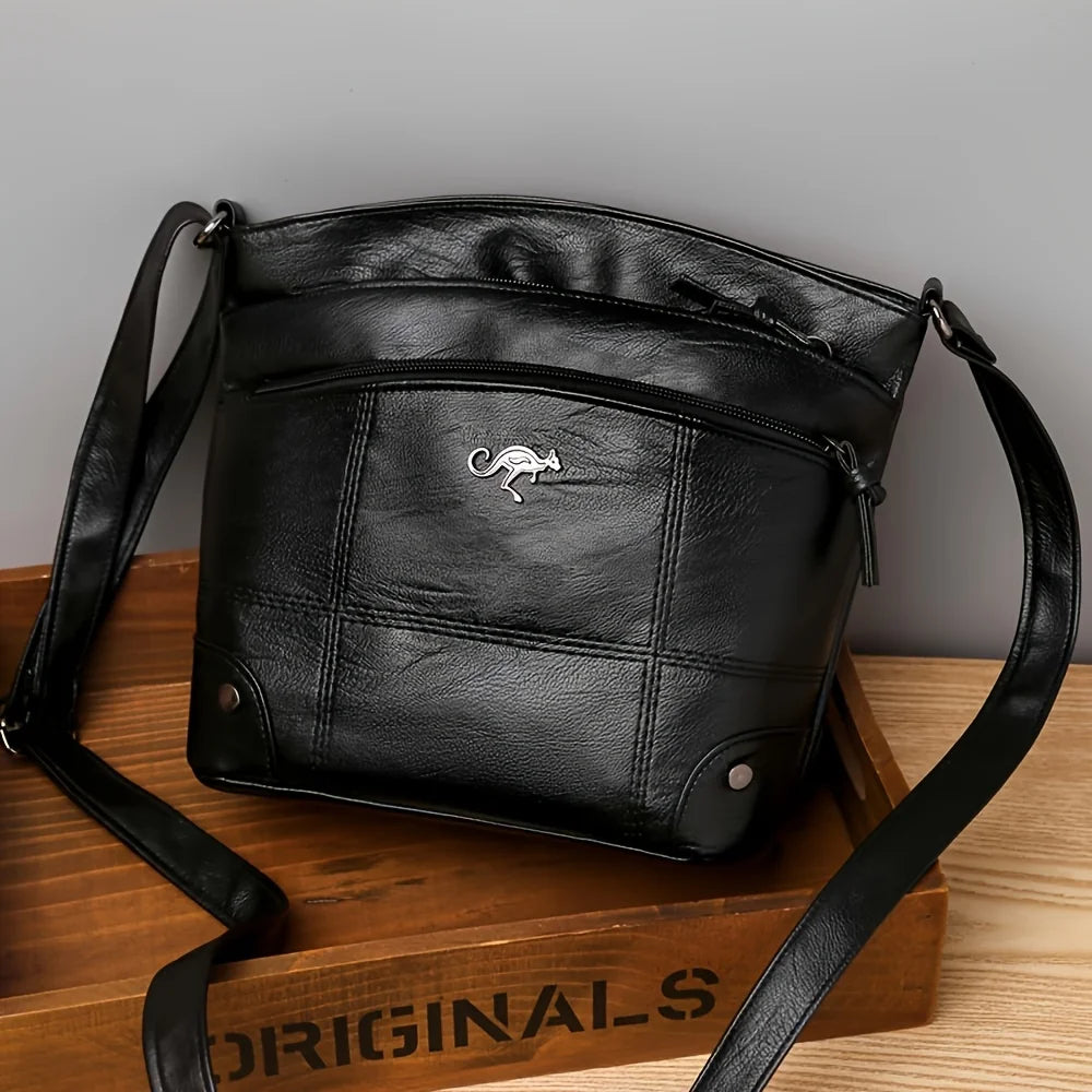 Elegant Vintage Style Shoulder Bag, Faux Leather Multiple Pockets Crossbody Bag, Adjustable Strap, Women'S Commuter Work Purse (048)