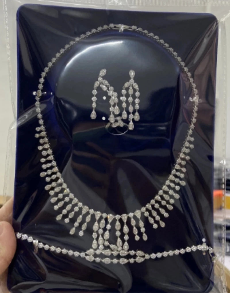 2024 Hot Selling 4-Piece Bride Wedding Jewelry Set with Cubic Zirconia Dubai Luxury Jewelry Set