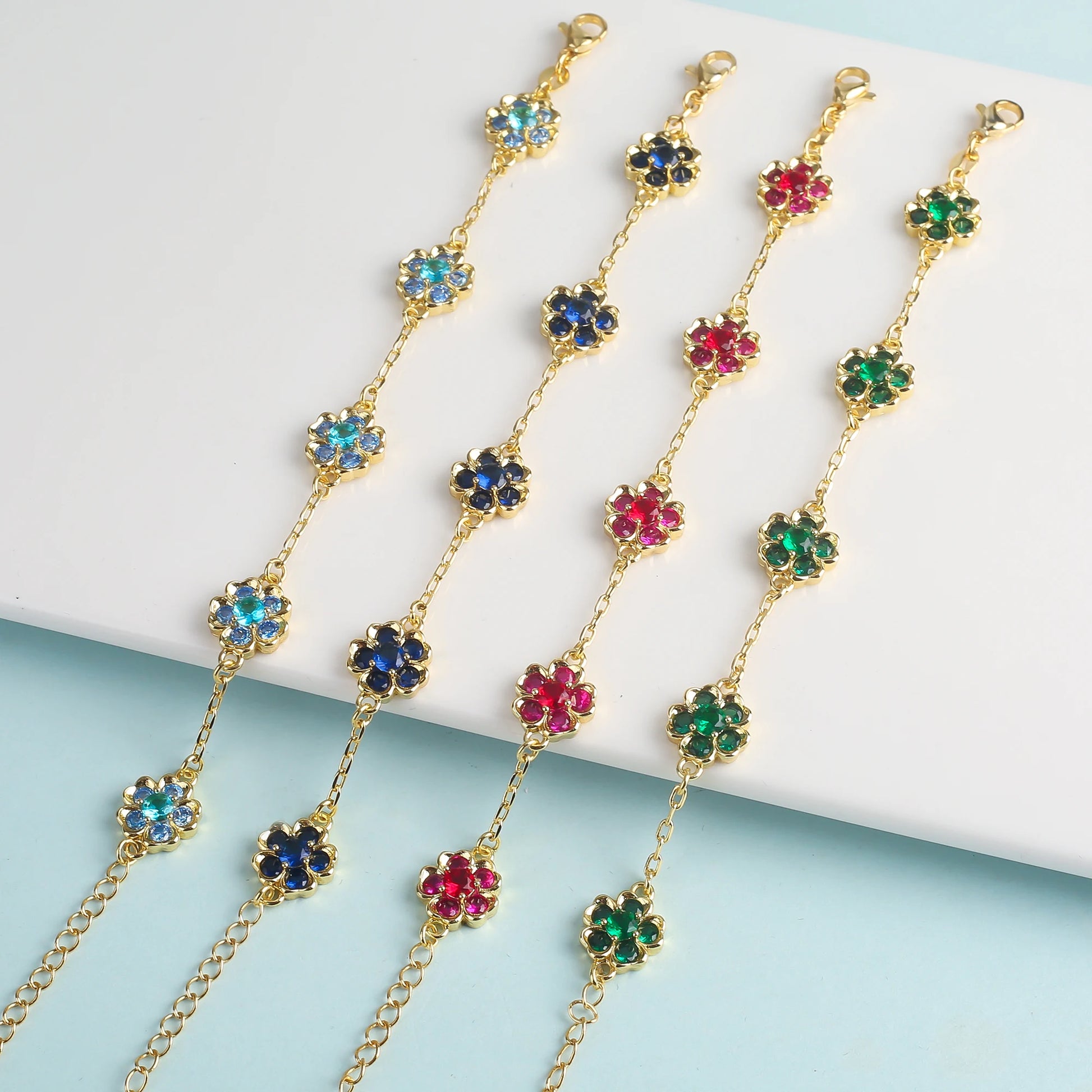 Snowflake Crystal New Design Plant Five Leaf Flower Jewelry Set Cute Zircon Women'S Bracelet Necklace Earring Ring Gift Clover (126)