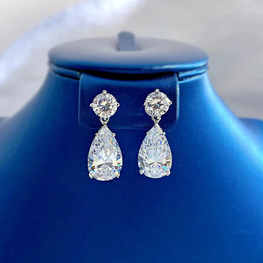 Jewelry Set Necklace Earrings 10*16MM High Carbon Diamond S925 Silver Jewelry Wedding Party Commemorative Gift (062)
