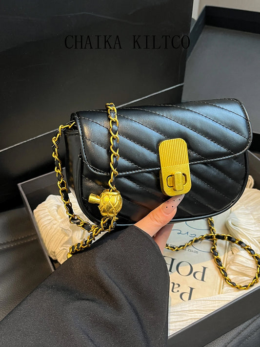 CHAIKA KILTCO Xiaoxiangfeng Diamond Grid Chain Bag 2025 New Single Shoulder Crossbody Bag Fashionable and Versatile Texture Bag (012)