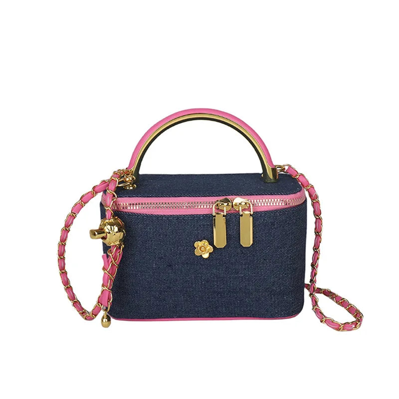 2025 Luxury Fashion Denim Women'S Small Square Bag Designer Ladies Chain Crossbody Bags Leisure British Style Handbags (029)