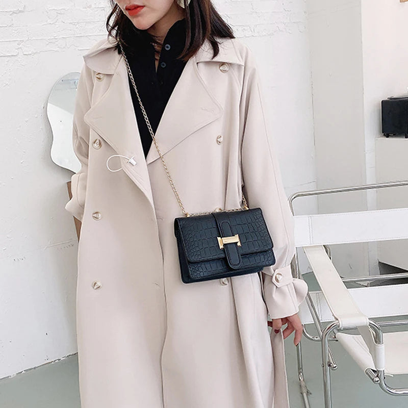 Luxury Stone Pattern Women Single Shoulder Crossbody Bags Fashion PU Leather Chains Handbags Messenger Bag Small Square Bag (042)