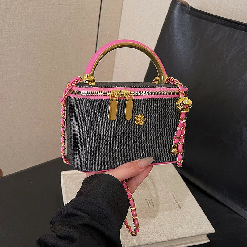 2025 Luxury Fashion Denim Women'S Small Square Bag Designer Ladies Chain Crossbody Bags Leisure British Style Handbags (029)