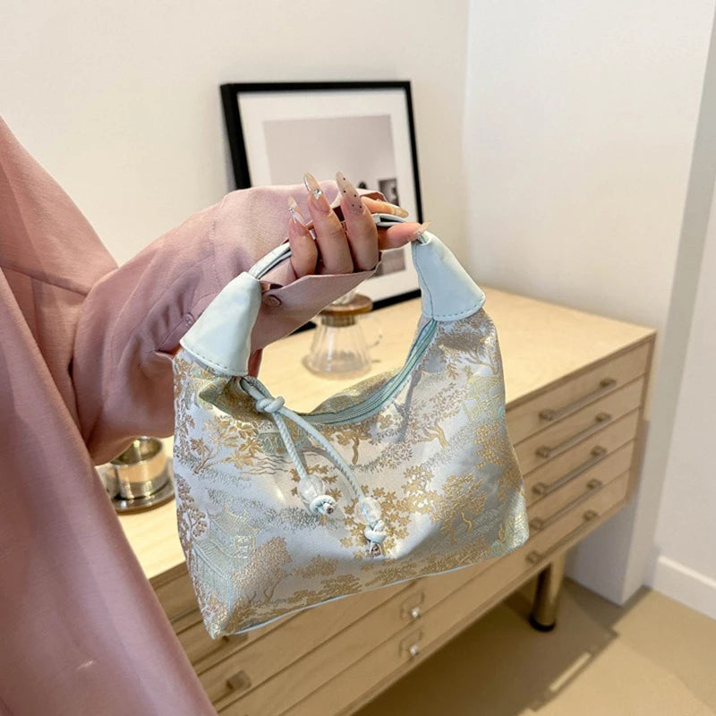 New Chinese Style Fine Embroidery Ladies Handbags 2025 Summer Fashion Shoulder Bag Crossbody Daily Party Tote Handbag for Women (066)
