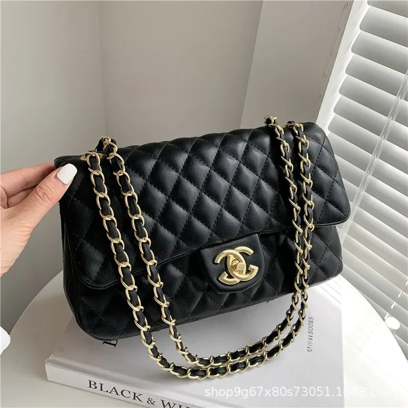 2025 Fashion Lingge New Multi Functional Commuter Women'S Large Capacity Single Shoulder Crossbody Bag, Chain Bag (080)