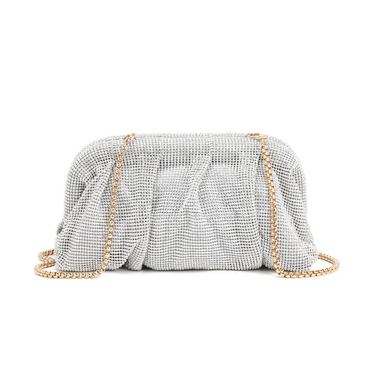 Shinny Ruched Rhinestone Clucth Purse Women Luxury Designer Evening Bags Fashion Party Dinner Handbag Bridal Makeup Bag