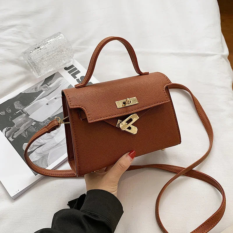 New Style Women'S Bag with Lock Closure Fashionable Women Bag Trendy Embossed Women'S Shoulder Bag Popular Crossbody Bag (054)