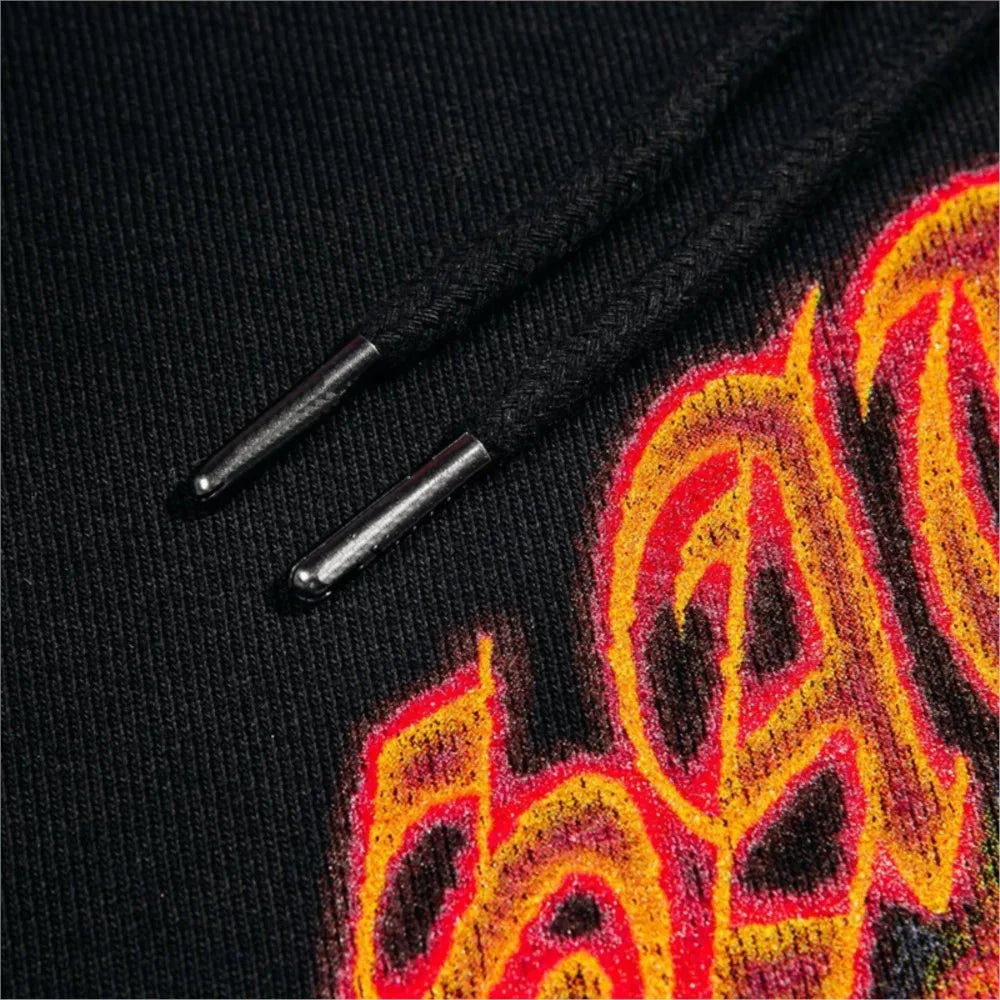 Hip Hop Streetwear Men Hoodie Oversized Pullover Satan Club Graphic Print Y2K Hooded Sweatshirt Harajuku Goth Aesthetic Clothing