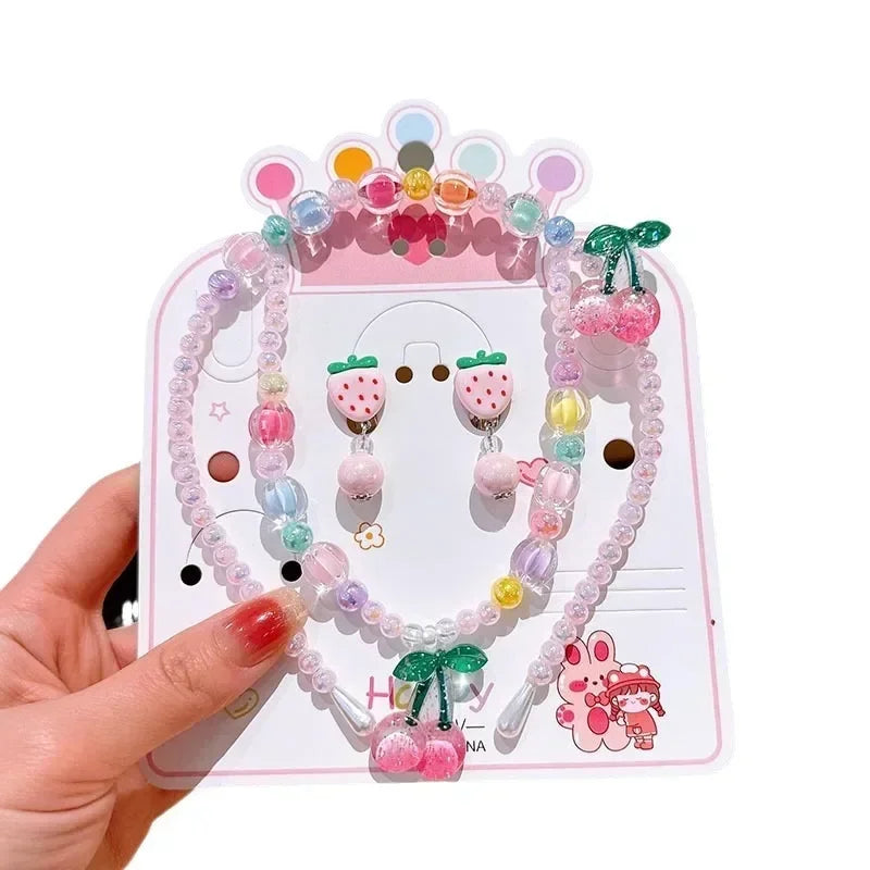 4Pcs Children Necklace Bracelet Set Cute Unicorn Rainbows Necklace Bracelets for Little Girls Fashion Jewelry Sets Wholesale (142)