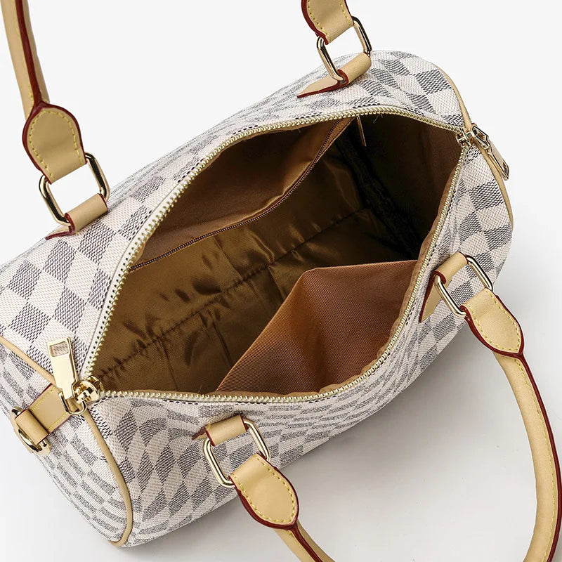 2025 New Boston Bag, Large-Capacity Women'S Bag, High-End Water-Repellent Handbag, Fashionable Plaid Pillow Bag, Versatile Casual Bag, Single Shoulder Crossbody Bag (031)