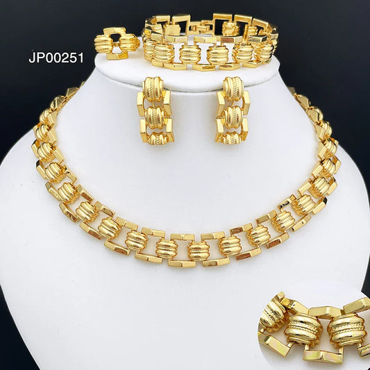 High Quality Jewellery Set for Women Dubai Nigeria Party Jewelry Necklace Earrings Bracelet and Ring Wedding Party Gift (105)