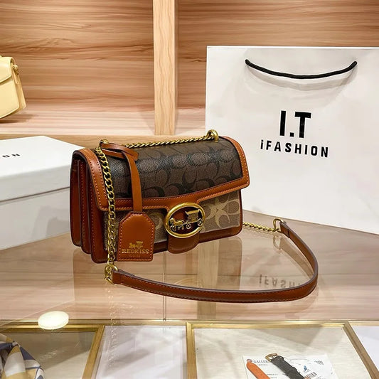 Light Luxury Women'S Bag 2025 New High-End Color Contrast Single Shoulder Underarm Bag Designer Fashionable Crossbody Small Squa (016)