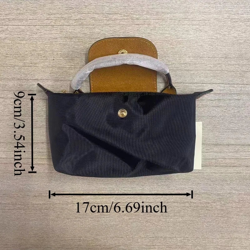 Non Punched Mini Nylon Dumpling Bag for Women, Multifunctional Spring and Autumn Gold Classic Shoulder Bag (049)
