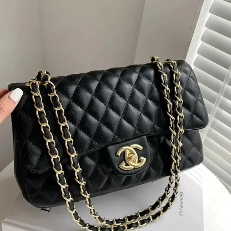 2025 Fashion Lingge New Multi Functional Commuter Women'S Large Capacity Single Shoulder Crossbody Bag, Chain Bag (080)