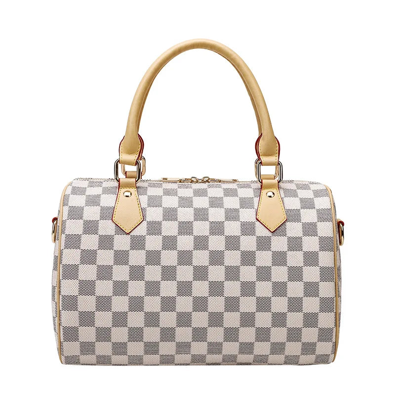 2025 New Boston Bag, Large-Capacity Women'S Bag, High-End Water-Repellent Handbag, Fashionable Plaid Pillow Bag, Versatile Casual Bag, Single Shoulder Crossbody Bag (031)