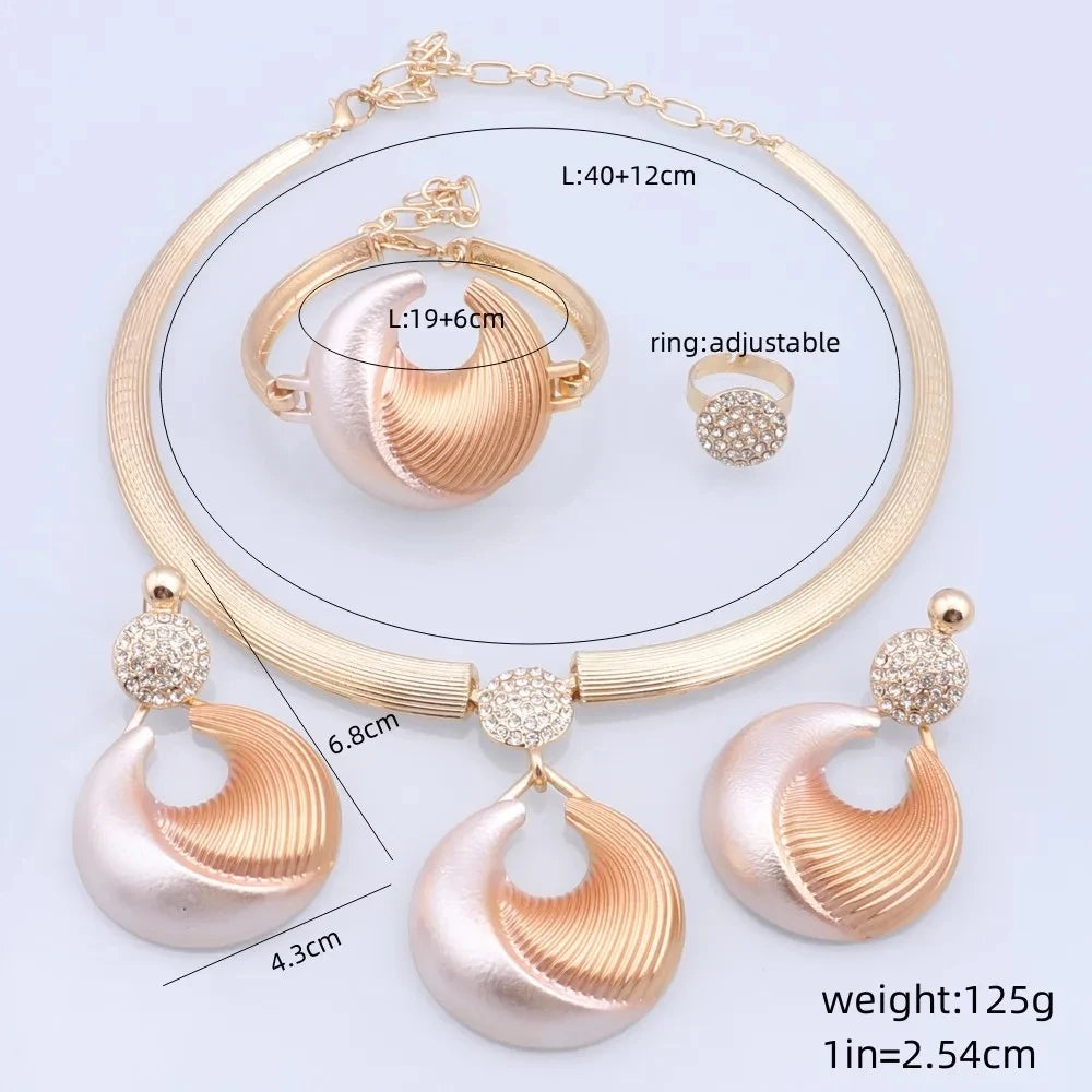 Dubai Jewelry Set for Women Silver Plated Luxury Necklace Earrings Bracelet and Ring Set Jewelry for Wedding Party Trending ﻿