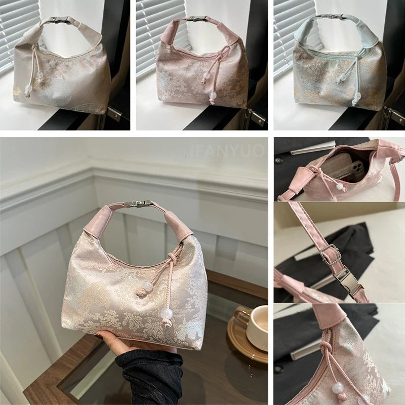 New Chinese Style Fine Embroidery Ladies Handbags 2025 Summer Fashion Shoulder Bag Crossbody Daily Party Tote Handbag for Women (066)