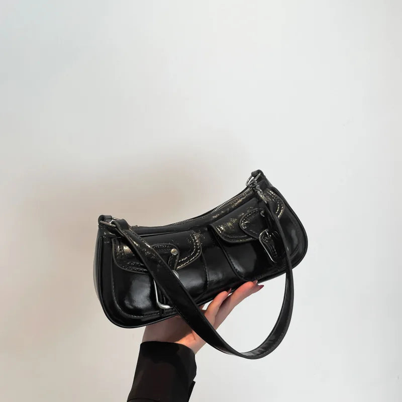 Women'S Shoulder Bag Fashion Commuting Armpit Bag Personality Trendy Cool Scooter Bag Small Senior Sense Shoulder Crossbody Bag (058)