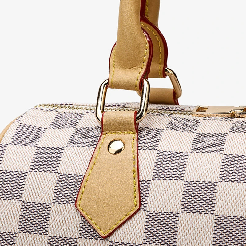 2025 New Boston Bag, Large-Capacity Women'S Bag, High-End Water-Repellent Handbag, Fashionable Plaid Pillow Bag, Versatile Casual Bag, Single Shoulder Crossbody Bag (031)