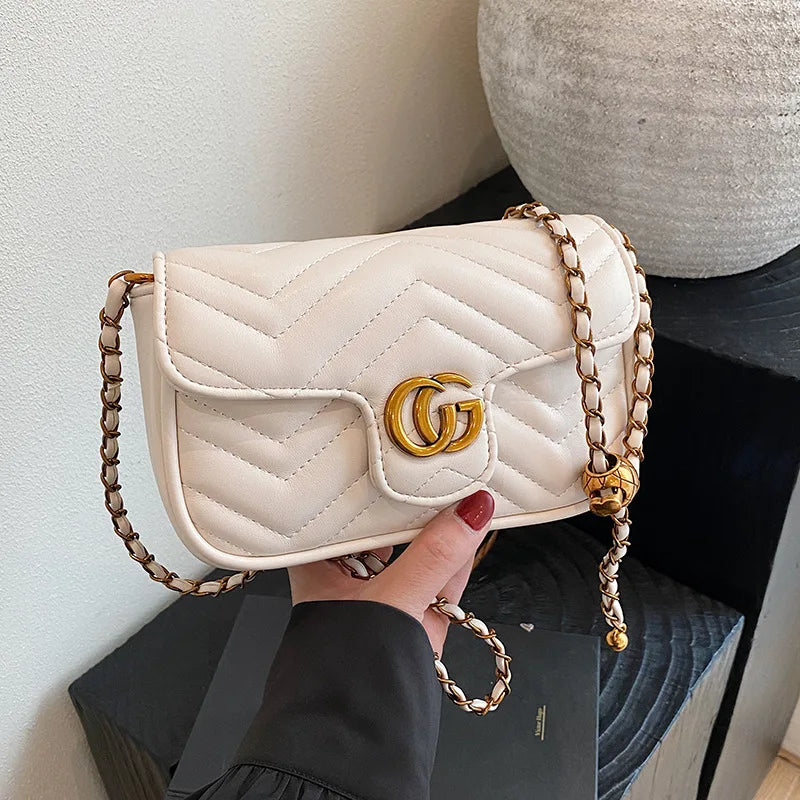 2025 Luxury Design Women'S Small Square Stylish Handbag Chain Crossbody Shoulder Handbags Luxury Embroidered Check Square Bag (038)