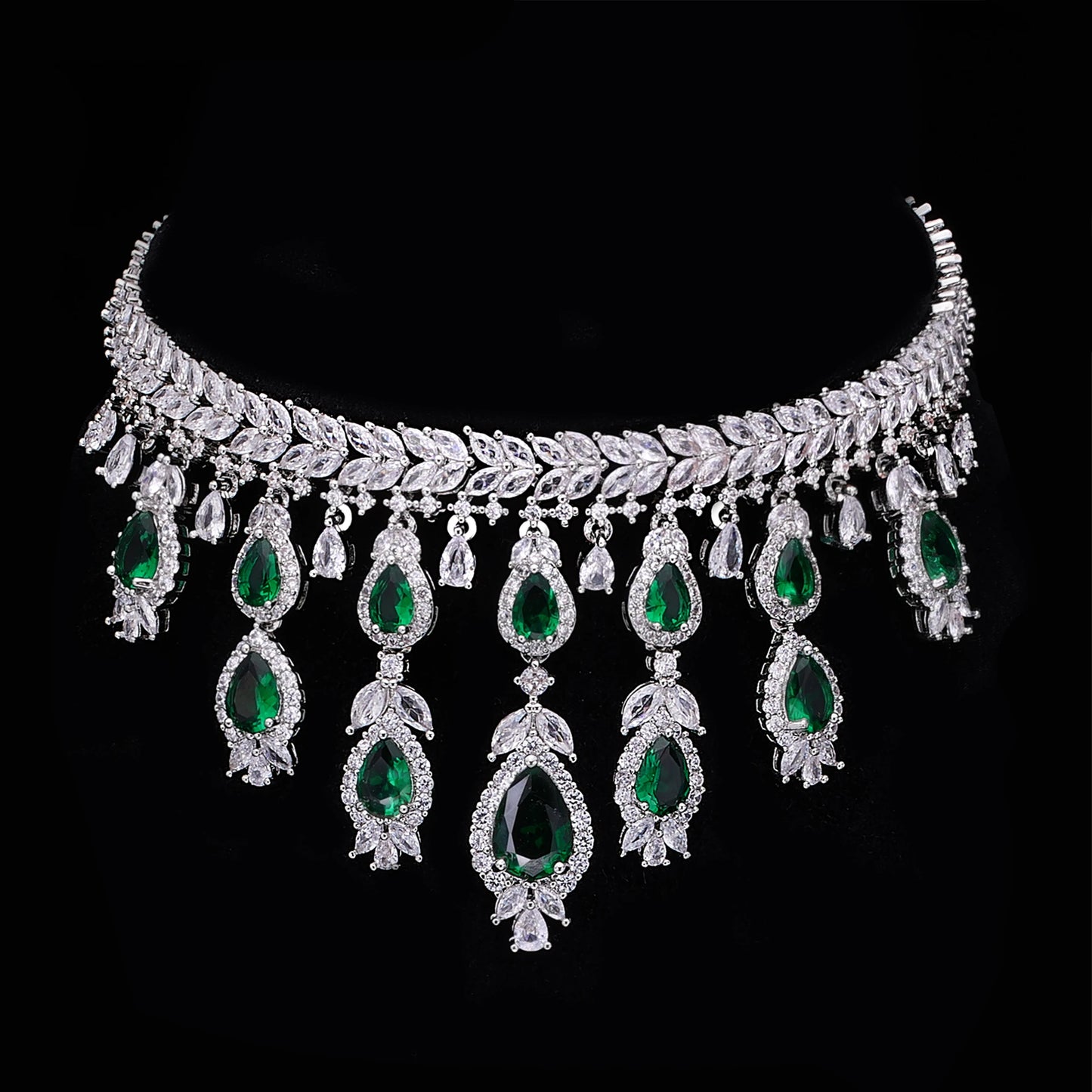 2024 Hot Selling 3A Zircon Luxury 4-Piece Bridal Wedding Jewelry Set Crystal Necklace Set Dubai Jewelry Set