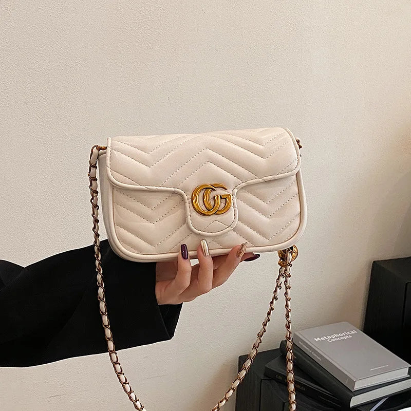 2025 Luxury Design Women'S Small Square Stylish Handbag Chain Crossbody Shoulder Handbags Luxury Embroidered Check Square Bag (038)
