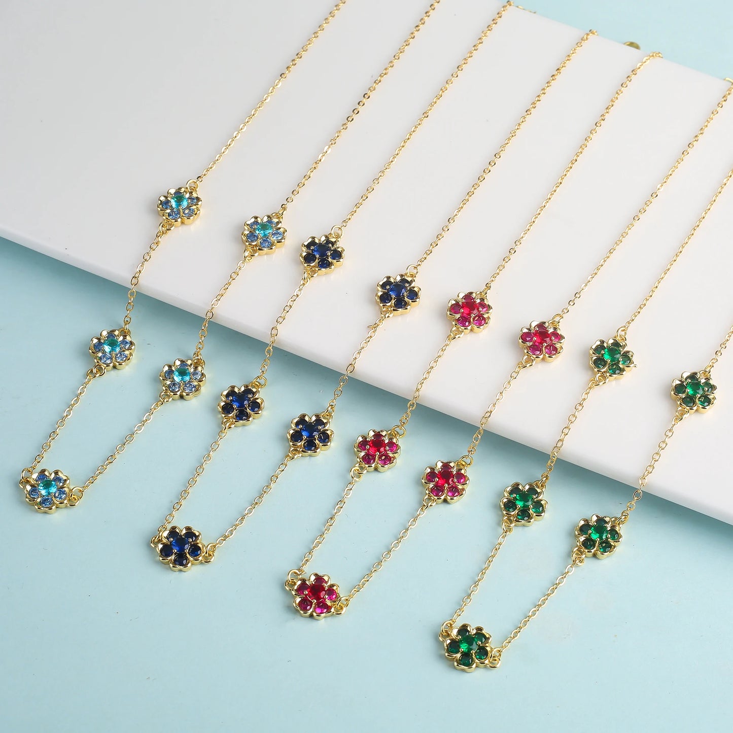 Snowflake Crystal New Design Plant Five Leaf Flower Jewelry Set Cute Zircon Women'S Bracelet Necklace Earring Ring Gift Clover (126)