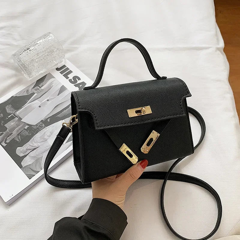 New Style Women'S Bag with Lock Closure Fashionable Women Bag Trendy Embossed Women'S Shoulder Bag Popular Crossbody Bag (054)