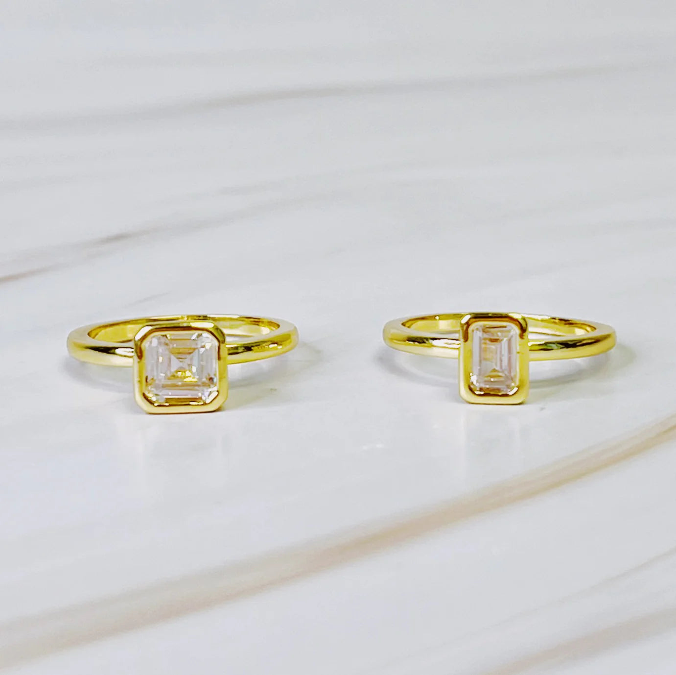 Asscher Cut Duo Ring Set of 2