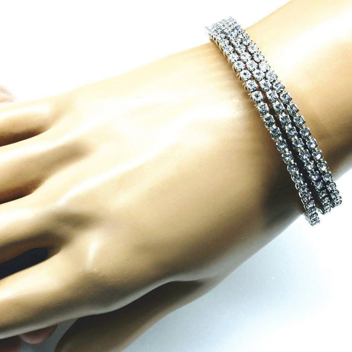 Catch-Free Crystal Rhinestone Tennis Bracelet Bangle