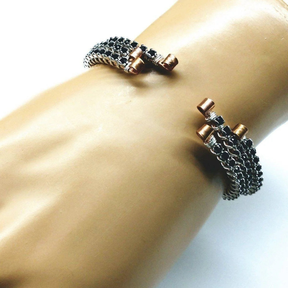 NoirLuxe Copper Crystal  Rhinestone Bangle 